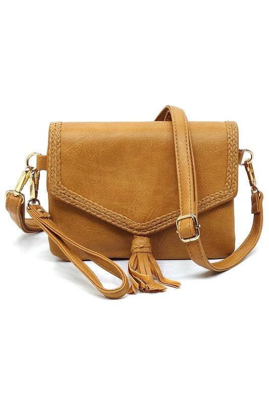 TEEK - Fashion Tassel Flap Envelope Crossbody Bag BAG TEEK FG TAN  