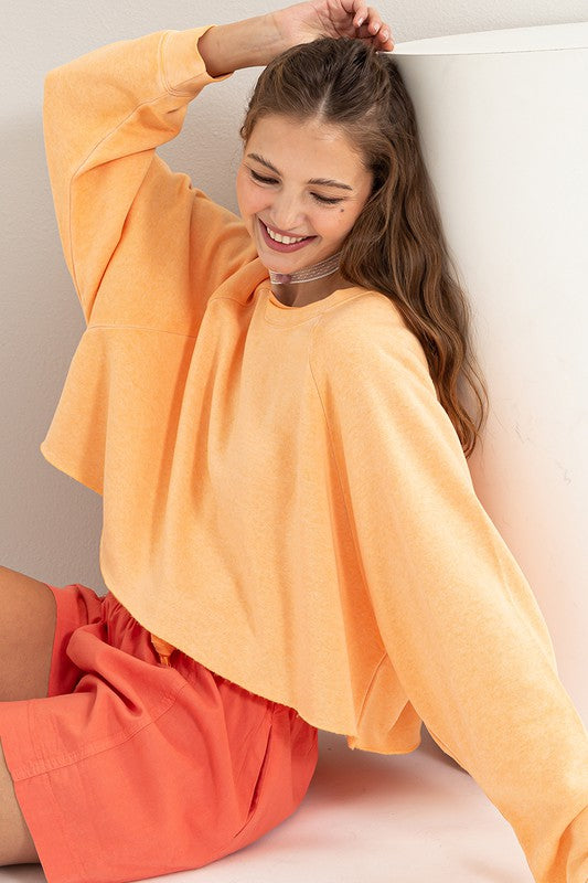 TEEK - Orange Laid Back Crop Sweatshirt TOPS TEEK FG   