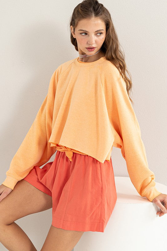 TEEK - Orange Laid Back Crop Sweatshirt TOPS TEEK FG S  