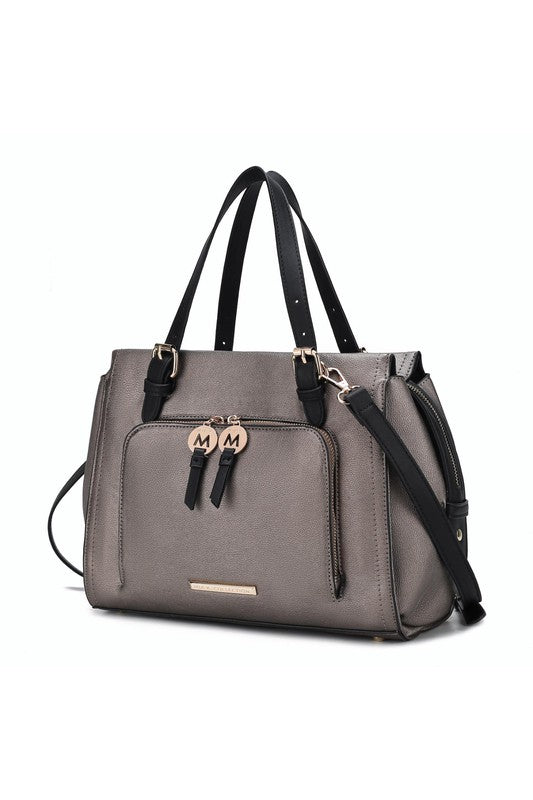 TEEK - Elise Color-Block Satchel Bag BAG TEEK FG Pewter-Black  