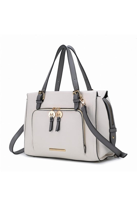 TEEK - Elise Color-Block Satchel Bag BAG TEEK FG White-Grey  