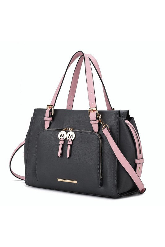 TEEK - Elise Color-Block Satchel Bag BAG TEEK FG Charcoal-Pink  
