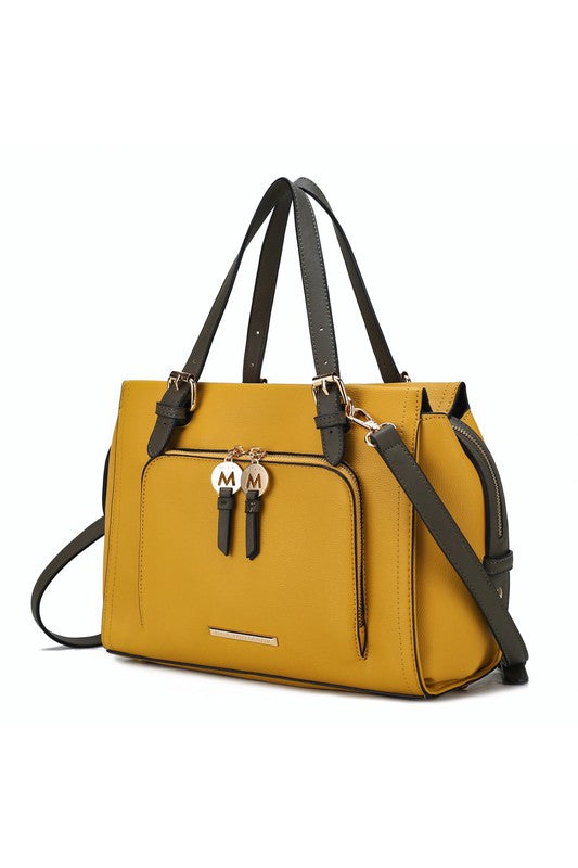 TEEK - Elise Color-Block Satchel Bag BAG TEEK FG Mustard-Olive  