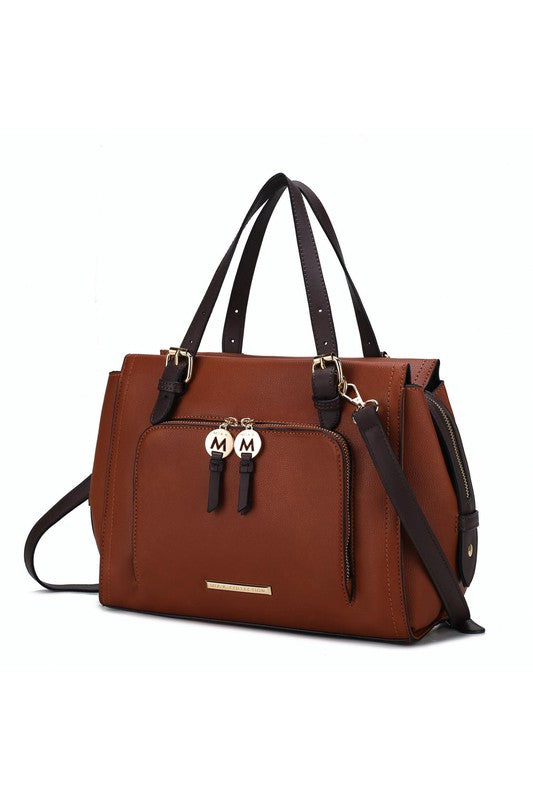 TEEK - Elise Color-Block Satchel Bag BAG TEEK FG Cognac-Brown  