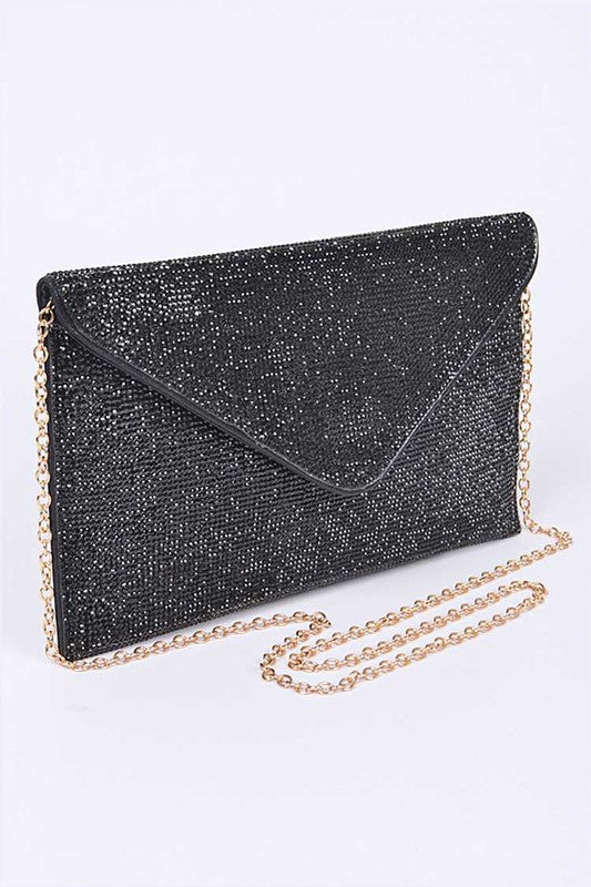 TEEK - Rhinestone Statement Envelope Clutch Bag BAG TEEK FG Black  