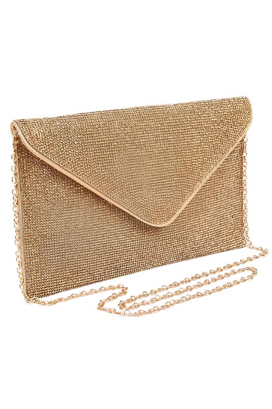 TEEK - Rhinestone Statement Envelope Clutch Bag BAG TEEK FG Gold  