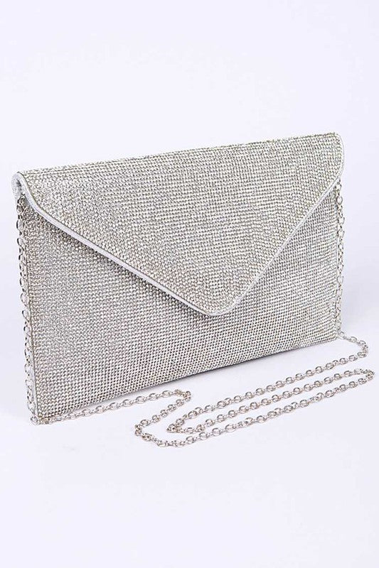 TEEK - Rhinestone Statement Envelope Clutch Bag BAG TEEK FG Silver  