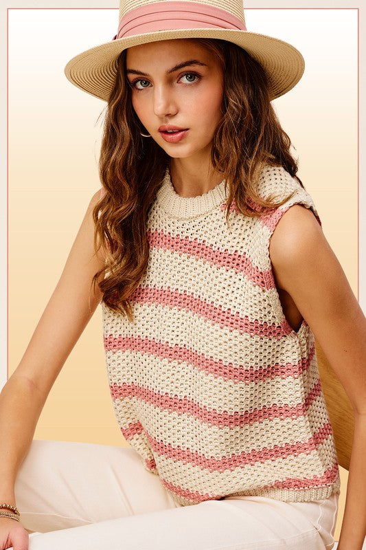 TEEK - Chunky Stripe Sleeveless Sweater Top SWEATER TEEK FG   