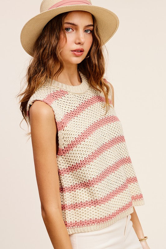 TEEK - Chunky Stripe Sleeveless Sweater Top SWEATER TEEK FG   