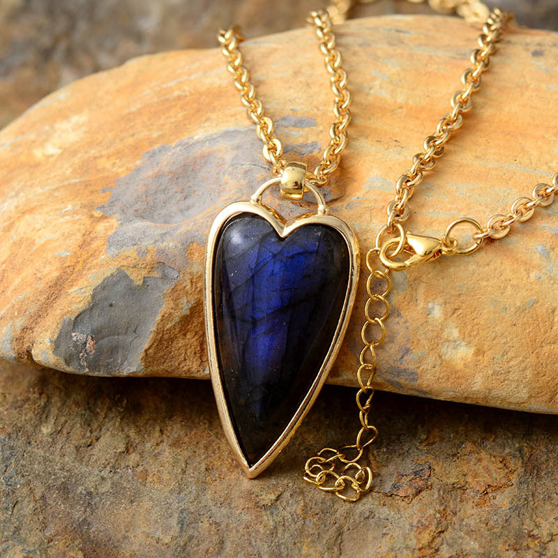 Copper Labradorite Heart Shape Necklace JEWELRY TEEK Trend   