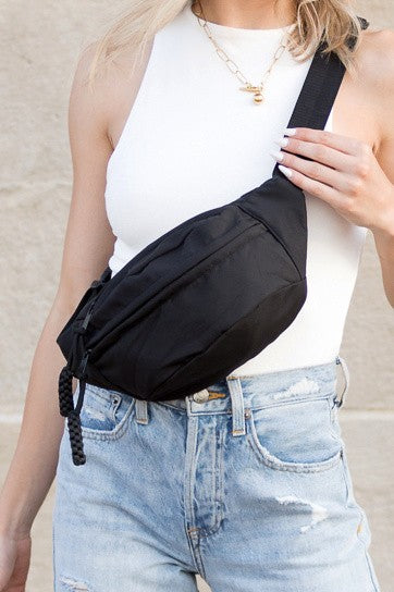 TEEK - Nylon Crescent Sling Belt Fanny Bag BAG TEEK FG Black  