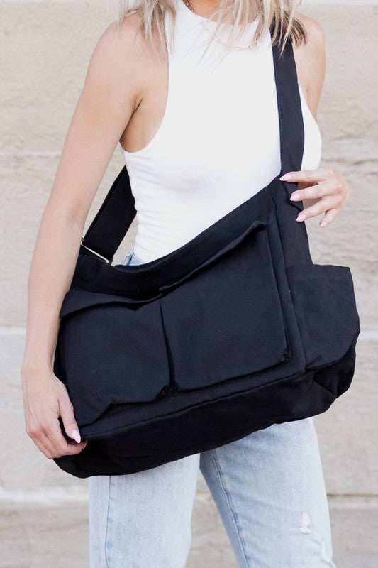TEEK - Oversized Canvas Messenger Bag BAG TEEK FG Black  