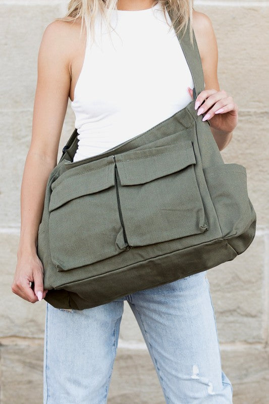 TEEK - Oversized Canvas Messenger Bag BAG TEEK FG Olive  