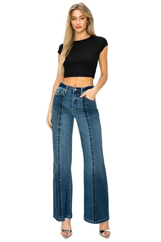 TEEK - DARK STONE WASH HIGH RISE RELAXED FLARE JEANS JEANS TEEK FG 1  