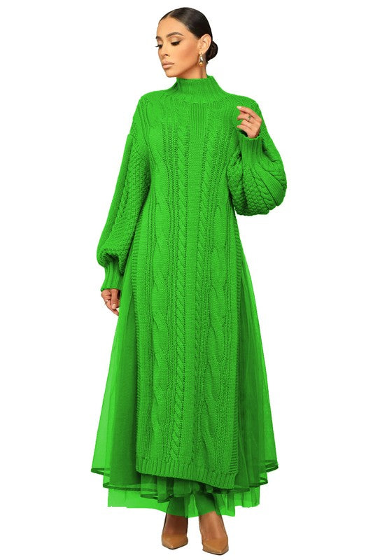 TEEK - MENTIONED 2PCS SWEATER DRESS SET SET TEEK FG GREEN S 