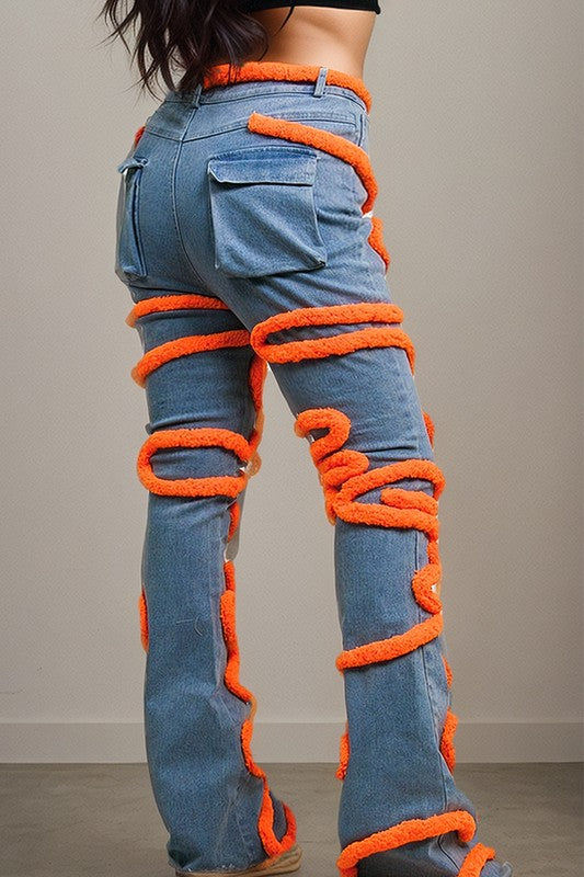 TEEK - Orange Spiral Denim Dynamism Jeans JEANS TEEK FG   