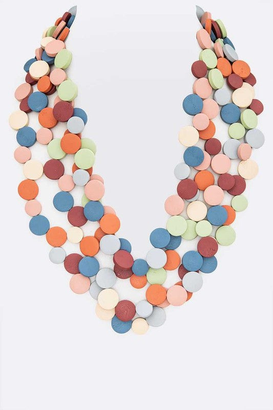 TEEK - Wooden Disk Statement Layer Necklace JEWELRY TEEK FG Multi  