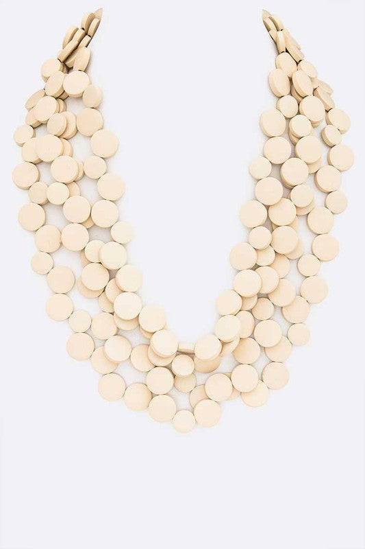 TEEK - Wooden Disk Statement Layer Necklace JEWELRY TEEK FG Ivory  