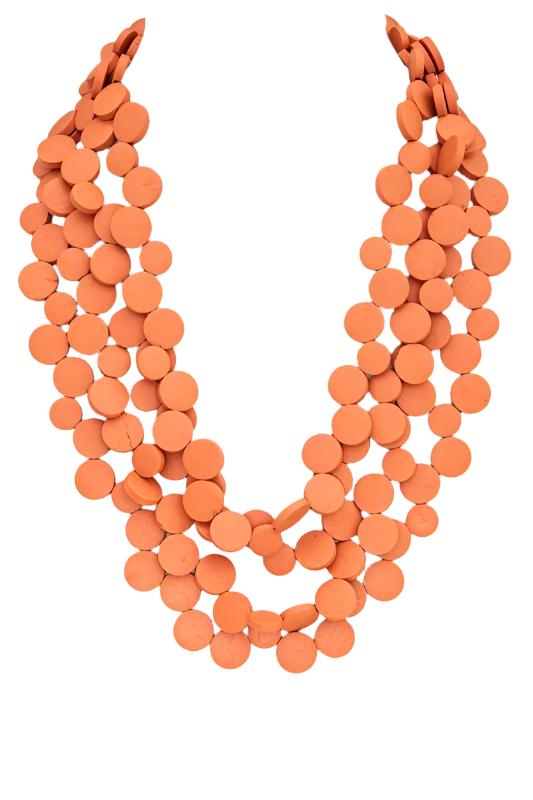 TEEK - Wooden Disk Statement Layer Necklace JEWELRY TEEK FG Orange  