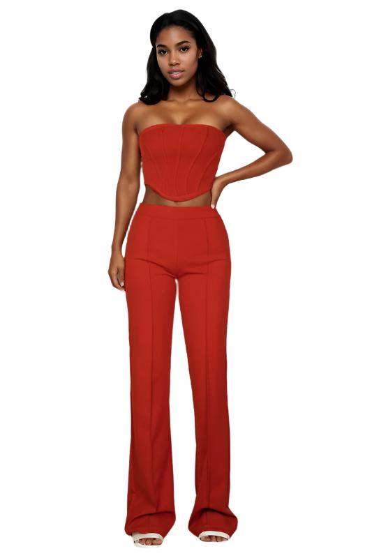 TEEK - Strapless Corset Top & Flare Pants Set SET TEEK FG MANGO S 