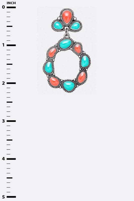 TEEK - Turquoise/Coral Enamel Color Fashion Drop Earrings JEWELRY TEEK FG   