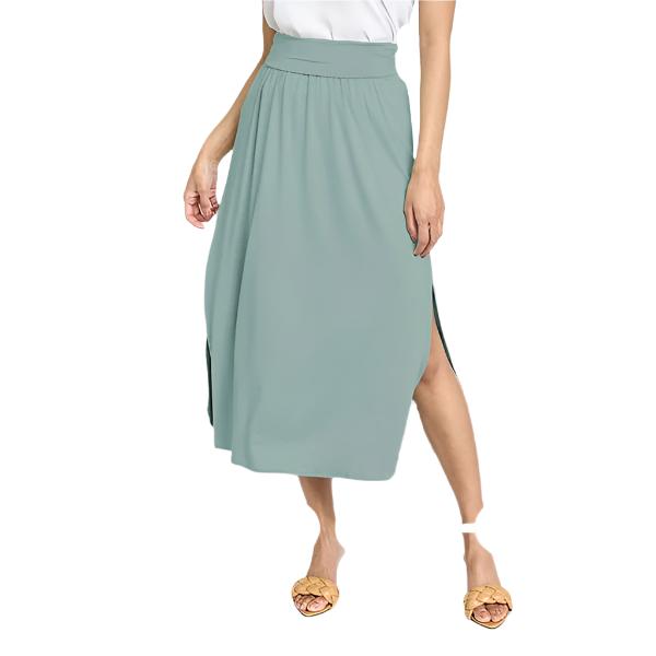 TEEK - Plus Size Solid Side Slit Midi Skirt SKIRT TEEK FG   