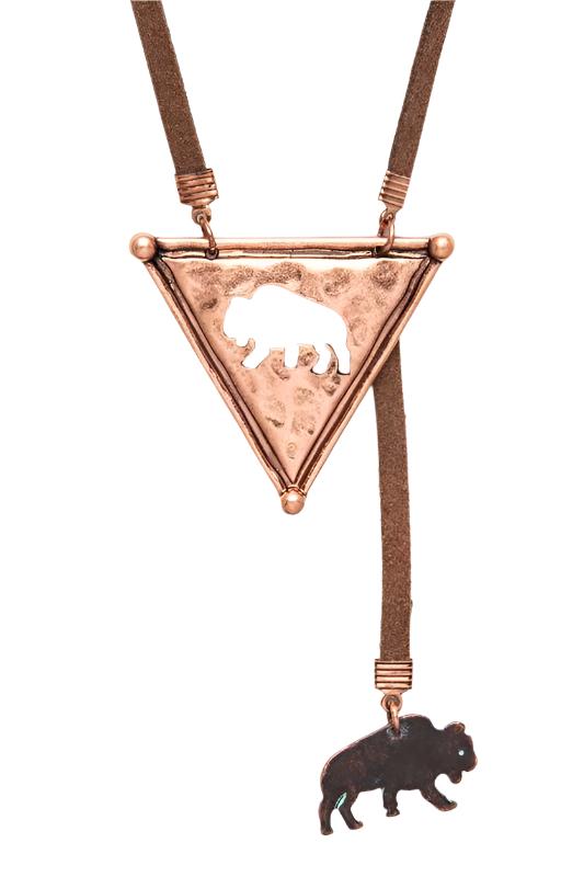 TEEK - Cutout Bear Western Long Pendant Necklace Set JEWELRY TEEK FG Copper  