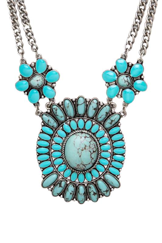 TEEK - Western Large Stone Pendant Necklace Set JEWELRY TEEK FG Turquoise  