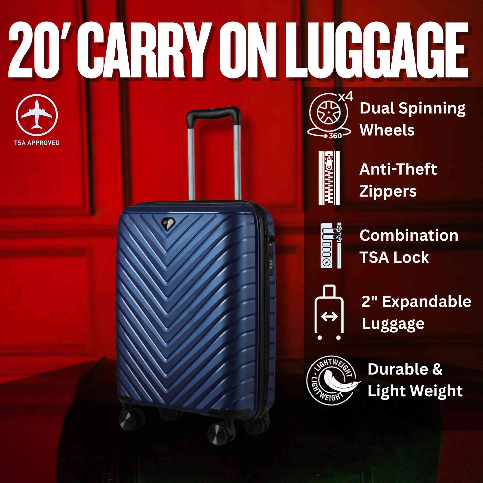 TEEK - 20-inch Blue Carry-On Hardcase Roller Luggage BAG TEEK SP