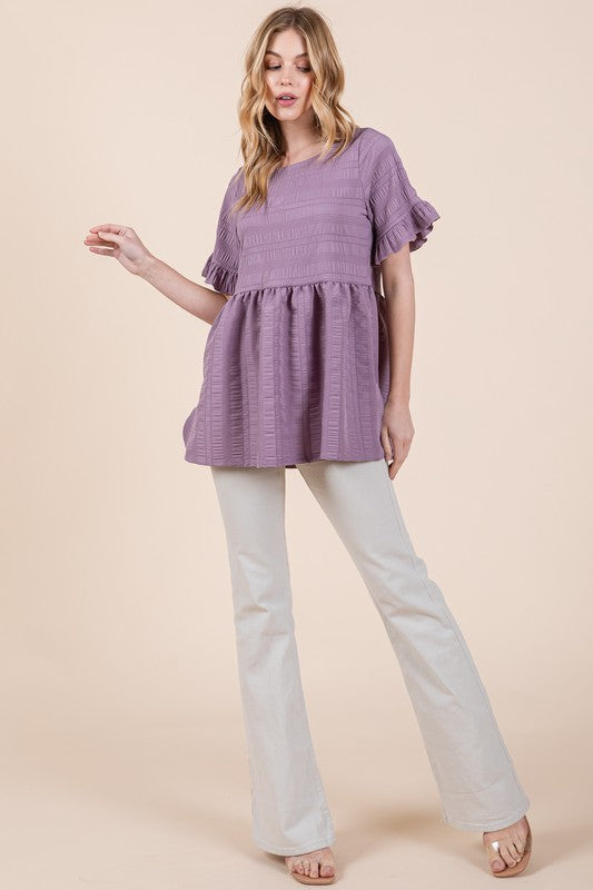 TEEK - Textured Ruffle Sleeve Tunic TOPS TEEK FG   