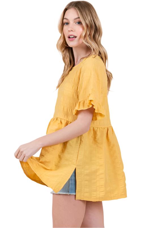 TEEK - Textured Ruffle Sleeve Tunic TOPS TEEK FG   