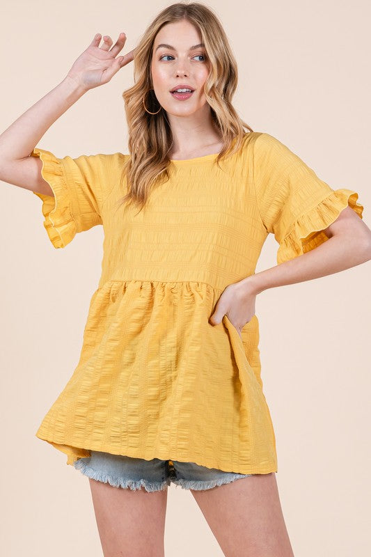 TEEK - Textured Ruffle Sleeve Tunic TOPS TEEK FG   