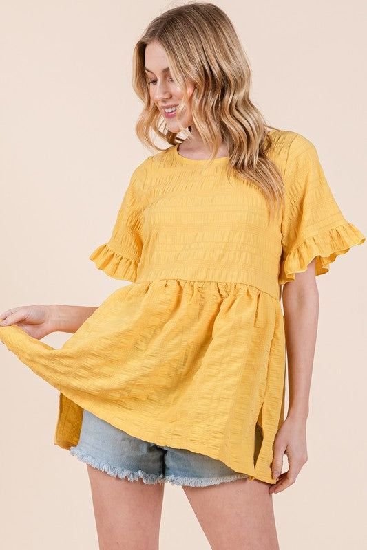 TEEK - Textured Ruffle Sleeve Tunic TOPS TEEK FG   