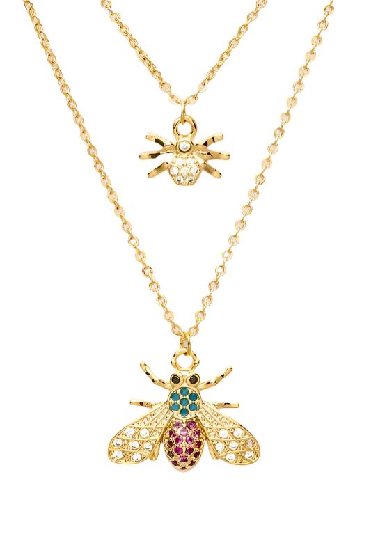 TEEK - Cubic Zirconia Bee Layered Gold Necklace JEWELRY TEEK FG   