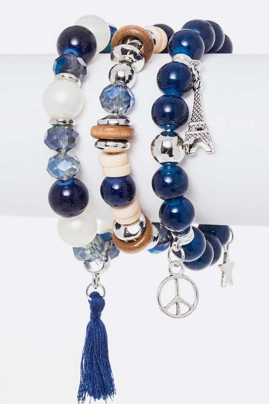 TEEK -'Mix Beads Stretch Bracelet Set JEWELRY TEEK FG Navy  
