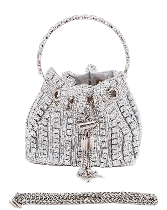 TEEK - Rhinestone Iconic Top Handle Bucket Bag BAG TEEK FG Silver