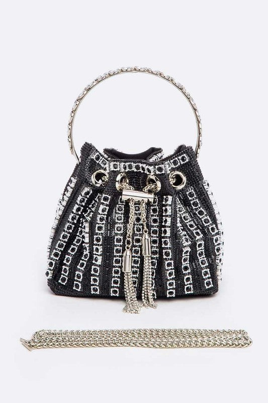 TEEK - Rhinestone Iconic Top Handle Bucket Bag BAG TEEK FG Black