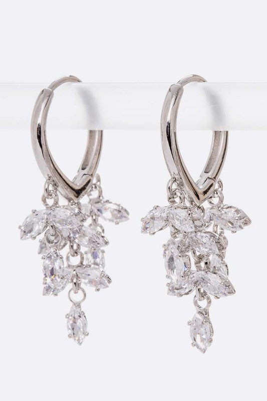 TEEK - Cubic Zirconia Mix Drop Hoop Earrings JEWELRY TEEK FG Rhodium  