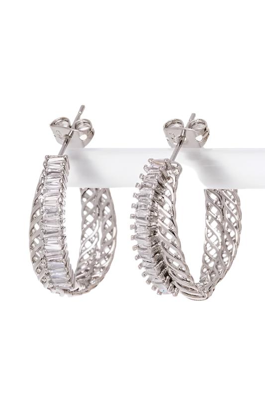 TEEK - Rhodium Cubic Zirconia Hoop Earrings JEWELRY TEEK FG   