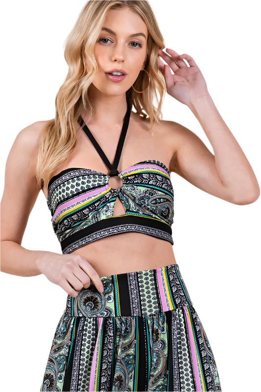 TEEK - Boho Print Halter Crop Top TOPS TEEK FG S  