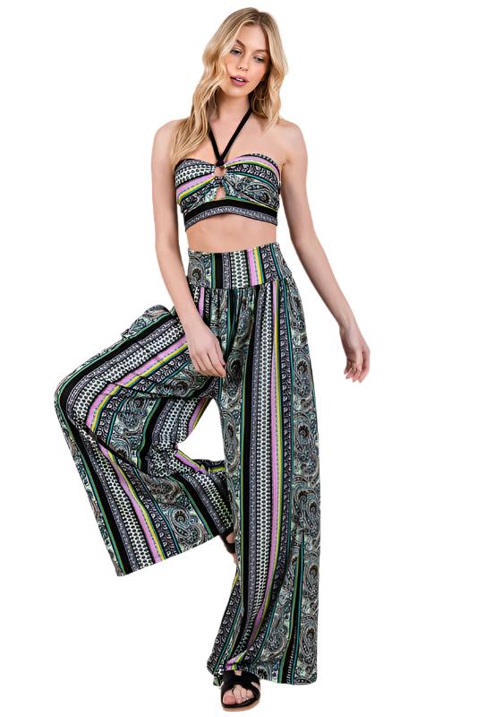 TEEK - Boho Print Wide Leg Pocketed Pants PANTS TEEK FG   