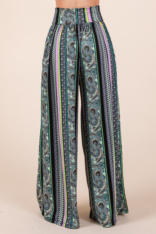 TEEK - Boho Print Wide Leg Pocketed Pants PANTS TEEK FG   