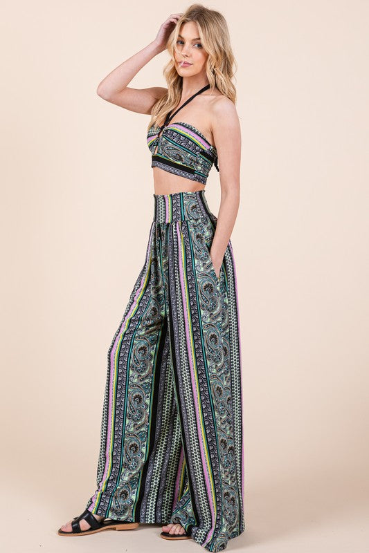 TEEK - Boho Print Wide Leg Pocketed Pants PANTS TEEK FG   