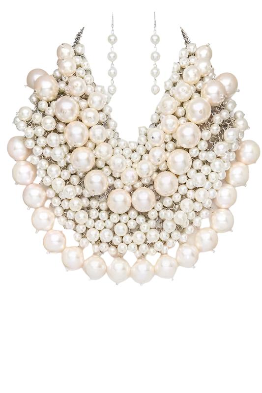 TEEK - Zillion Pearls Statement Necklace Set JEWELRY TEEK FG Rhodium/White  