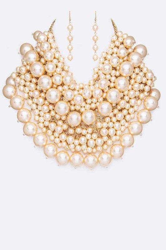 TEEK - Zillion Pearls Statement Necklace Set JEWELRY TEEK FG Gold/ Cream  