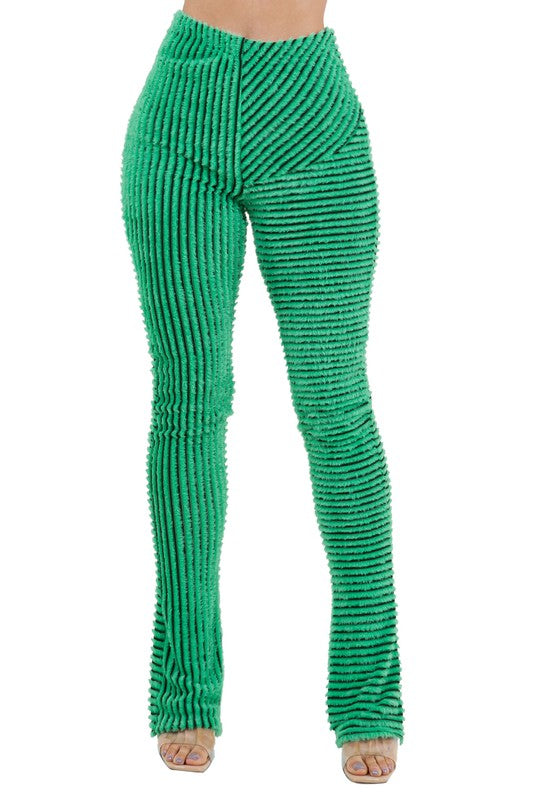 TEEK - GREEN COMFY FLUFFY KNIT LEGGING SWEATPANTS PANTS TEEK FG   