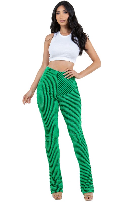 TEEK - GREEN COMFY FLUFFY KNIT LEGGING SWEATPANTS PANTS TEEK FG S  