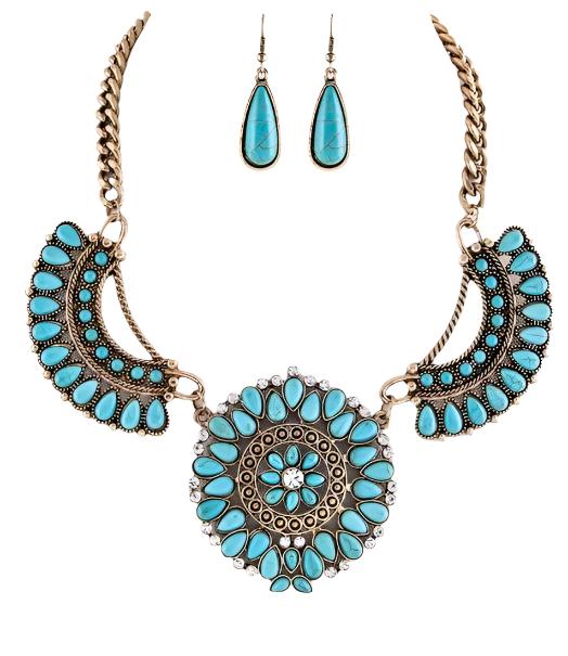 TEEK - Turquoise Statement Necklace Set JEWELRY TEEK FG   