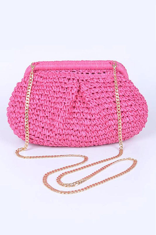 TEEK - Color Straw Crossbody Bag BAG TEEK FG Fuchsia  