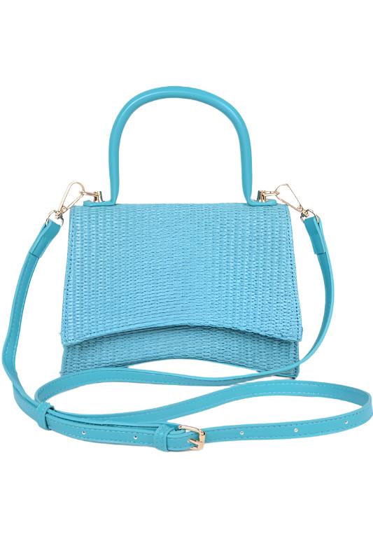 TEEK - Faux Straw Top Handle Crossbody Swing Bag BAG TEEK FG Blue  